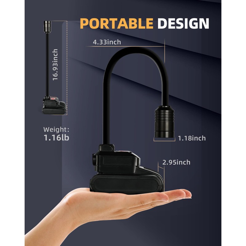 Favorlite LED Work Light, 5000mAh Magnetic Gooseneck Light Rechargeable, 2000