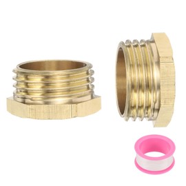 sourcing map 2 Pcs Brass Reducer Hex Bushing G1/2" Male x G1/8" Female Threaded Reducing Pipe Adapter Fitting with PTFE Tape for Plumbing, Fuel Lines, and Pneumatic Systems