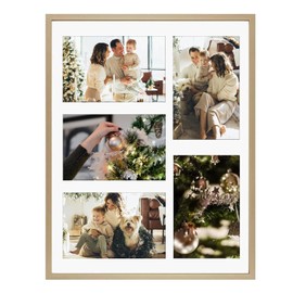 dorado State Art - Marco de 11 x 14 cm con alfombrilla - muestra cinco fotos de 4 x 6 - vidrio real, colgadores de diente de sierra, pestañas, montaje en pared, paisaje, retrato, Alumin
