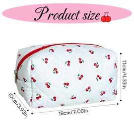 Guyode Cosmetic Bag, Makeup Bag, Toiletry Bag with Floral Pattern, with Metal Zip, Quilted Cute Versatile Zip Bag for Women for Travel Gift