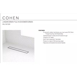 signature hardware 24" COHEN LINEAR TILE-IN SHOWER DRAIN - BRUSHED STAINLESS STEEL 927530