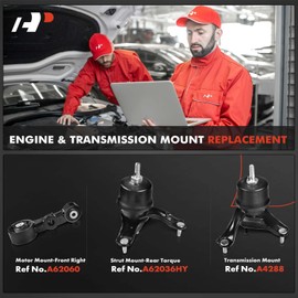 A-Premium 3PCS Engine Motor Mount Transmission Mount Torque Strut Mount Set Compatible with Lexus ES350 2007 2008 2009 2010 2011 2012 V6 3.5L, Automatic Transmission, Replace# 123720H090, 123720H100