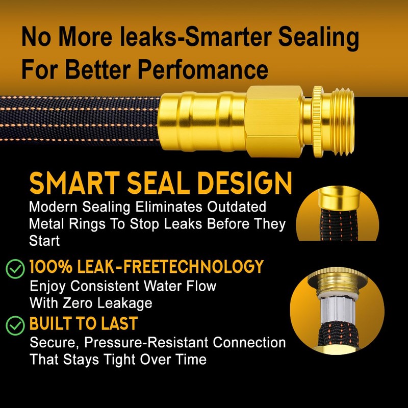 10FT Lightweight Garden Hose,Flexible Water Hose with Solid Brass Head,Kink-Free,Collapsible