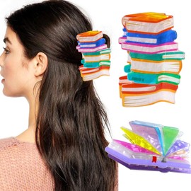 2-Pack Book Hair Clips, Back To School Hair Claw Clips for Women, Funny Teacher Hair Jaw Barrettes for Thin and Thick Hair Cute Hair Accessories for Students, Teacher Appreciation Gifts