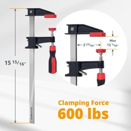 POWERTEC 12 inch Steel Bar Clamps w/ 600 lbs Loads Limit & 2-1/2" Throat, Quick Adjust & Release F Clamp with Micro-Adjustment Handle for Woodworking, Metalworking and DIY Projects, 2PK (71918)