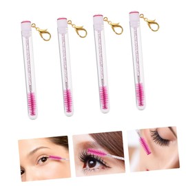 Mikinona 4pcs Eyelash Brush Key Chain Portable Mascara and Eyebrow Wands for Travel and Everyday Makeup Lightweight and Easy to Carry