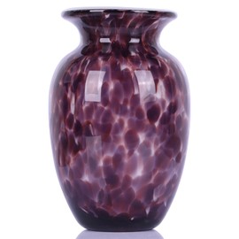 Hand Blown Glass vase, Purple Wide Mouth Glass Large vase for Home Decoration Bouquet, Suitable for Office Living Room TV Stand Kitchen Dining Table Centerpiece Bookshelf entryway Desktop Decoration.