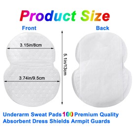 Mtxorvix 100 Pcs Underarm Sweat Pads,Premium Quality Absorbent Dress Shields Armpit Guards,Disposable Underarm Pads, Comfortable Unflavored Non Sweat Armpit Protection, Non Visible,Disposable