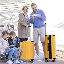 TREATLIFE HOME Expandable Hard Shell ABS Luggage Set for Stress-Free Travel, Lightweight & Durable with Double Spinner Wheels, 3 Piece Set (20/24/28 inch, Yellow)