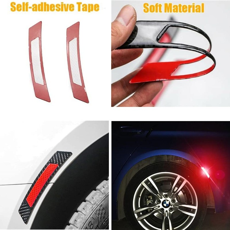 BoYeeBo Universal 4Pcs Carbon Fiber Car Wheel Eyebrow Bump Protector