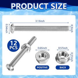 12 Packs Swimming Pool Ladder Bolts and Nuts- Stainless Steel Pool Ladder Bolts Replacement Kit- Pool Ladder Steps Screws Fasteners for Fixing above Ground Pools Ladder Stairs