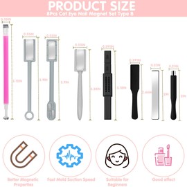 8 Pieces Cat Eye Nail Magnet Set, Cat Eye Magnet for Nails, Cat Eye Nail Magnet Tool Set, Magnets with Strong Magnetic Properties for Nails, Nail Magnets for Nail Art