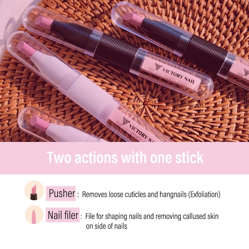 VICTORY NAIL 2PCS Victory Ceramic Stone Two-Way Nail Pusher &