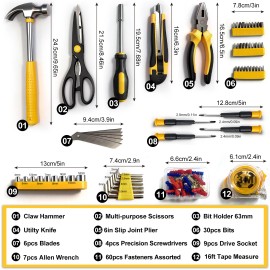 122-Piece Home Tool Kit Heavy-Duty Hand Tool Set with Storage Case for DIY, Repair, Furniture Assembly & Home Maintenancetype: Hand Tool Kits
