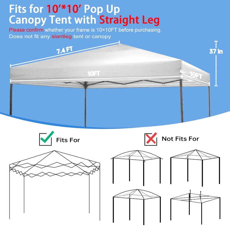 10×10 Canopy Replacement Top, Pop Up Canopy Replacement Tent Cover