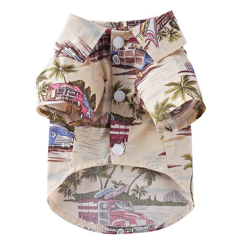 Tangpan Hawaiian Beach Coconut Tree Print Dog Shirt Summer Camp