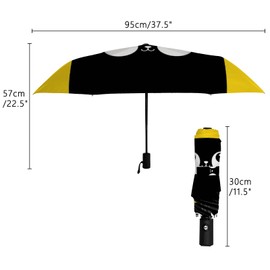 Windproof Travel Umbrella - vinyl sunscreen collapsible umbrella, portable mini boys and girls umbrella, automatic switch umbrella for men and women,Cat with Yellow Background