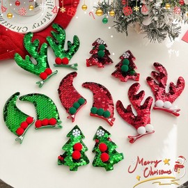 Adorable Christmas Hairpins: Reindeer Antlers & Christmas Trees Free Size/11334F Green Elk Pair 4ea