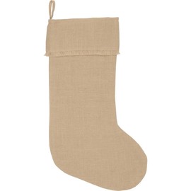 VHC Brands Rustic & Lodge Holiday Decor-Jute Burlap Natural Tan Stocking, 20 x 12