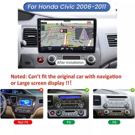 Hikity Android 13 Car Radio for Honda Civic 2006 2007 2008 2009 2010 2011, 10.1 Inch Touch Screeen Car Stereo with GPS Navigation Head Unit with Bluetooth Mirror Link FM RDS SWC Dual USB Backup Camera