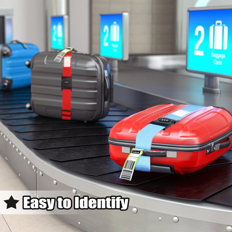Luggage Strap, 2pcs Suitcase Straps with Password Lock Information Card,