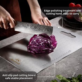 ROMAL Large Titanium Cutting Board – 16x11" Large Double-Sided, Scratch Free, Food-Grade Titanium Cutting Boards for Kitchen | Meats, Fruits, and Vegetables | Dishwasher Safe Stainless Steel