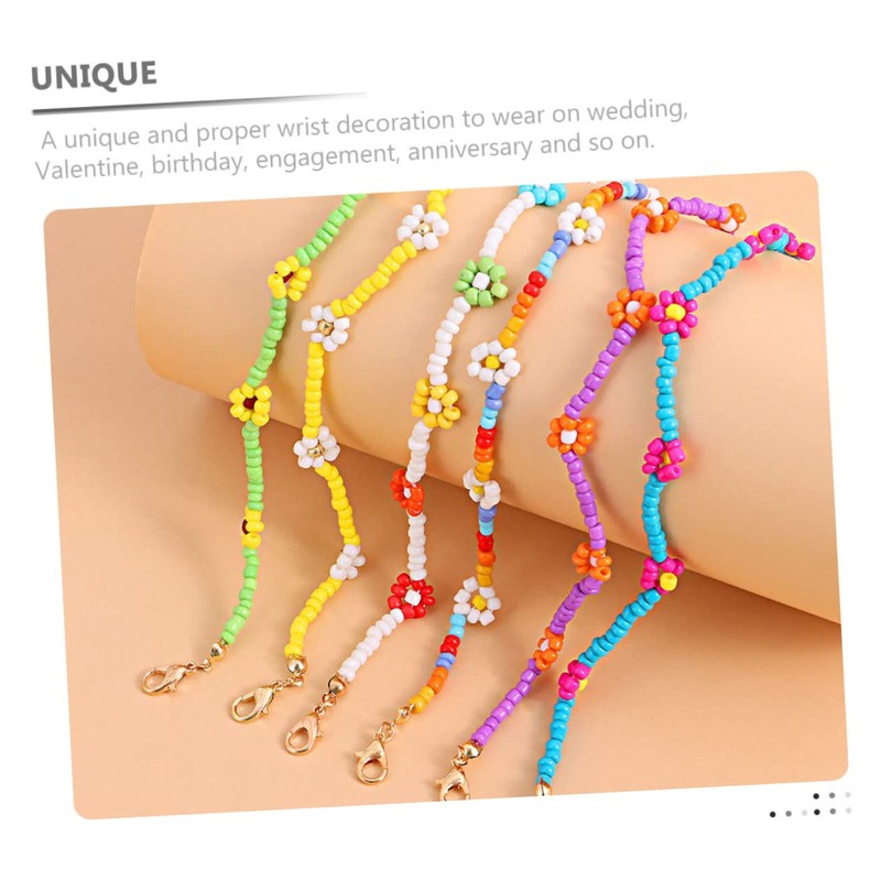 NOLITOY Sets Beaded Flower Bracelets Women's Gold Bracelet Fashion Anklet