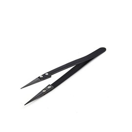 Shopdp Set of 2 Precision Tweezers, Ceramic Tweezers, High Heat Resistant Tweezers (Silver + White, Black)