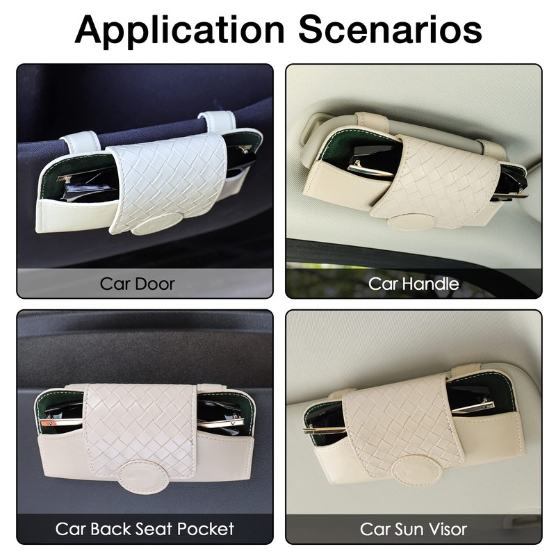 KINIVA Sunglasses Holder for Car Visor Leather Glasses Case with