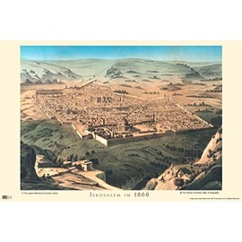 Laminated Jerusalem Israel Holy City Map 1868 Tourist Tourism Vintage Travel Ad Advertisement Poster Dry Erase Sign 12x18