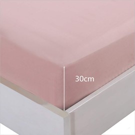 MOHAP Fitted Sheet Set Double Size 30cm Deep Pocket with 1 Bedsheet and 2 Pillowcases Brushed Microfiber Pink