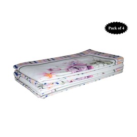 Gfi linen clubs Elegance Flower Design Premium Printed Napkins Dinner Napkins Cloth Napkins Size 18x18 inch Set of 4 serviettes Dinner linens Cloth Kitchen Home Decorative Washable Napkins