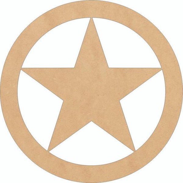 Texas Star 1/4" MDF Wood 6" Cutout, Paintable DIY Craft
