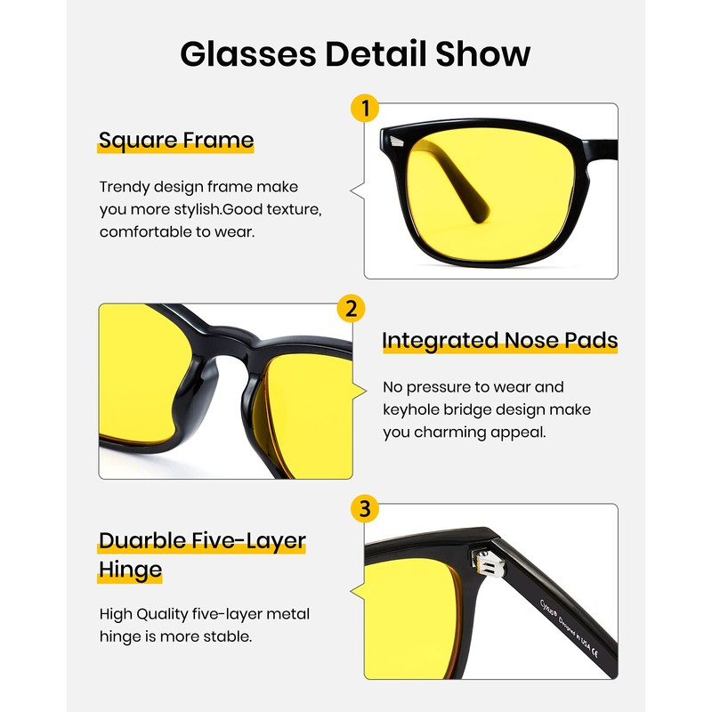 Cyxus Blue Light Glasses for Men Women Reduce Eye Strain