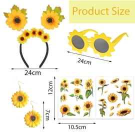 KWHSUN Sunflower Costume Accessories for Women, Sunflower Hair Accessories, Sunflower Headband, Sunflowers Sunglasses, Sunflower Hair Clip, Sunflower Bracelets for Carnival Women Girls