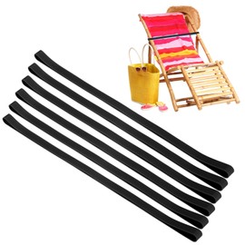 M METERXITY 6-Pack Towel Bands for Beach Chairs, Reusable Beach Towel Clips Elastic Windproof Strap Holder for Cruise Ship/Pool Chairs/Vacation Essentials [Black]