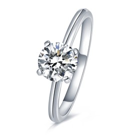 Mejewri Women's Engagement Ring, Moissanite Ring, Solitaire Ring, Women's Silver 925 Ring with Stone Rings, Women's Diamond Ring, Engagement Ring, D Colour, VVS1 Moissanite, 18 Carat White Gold,