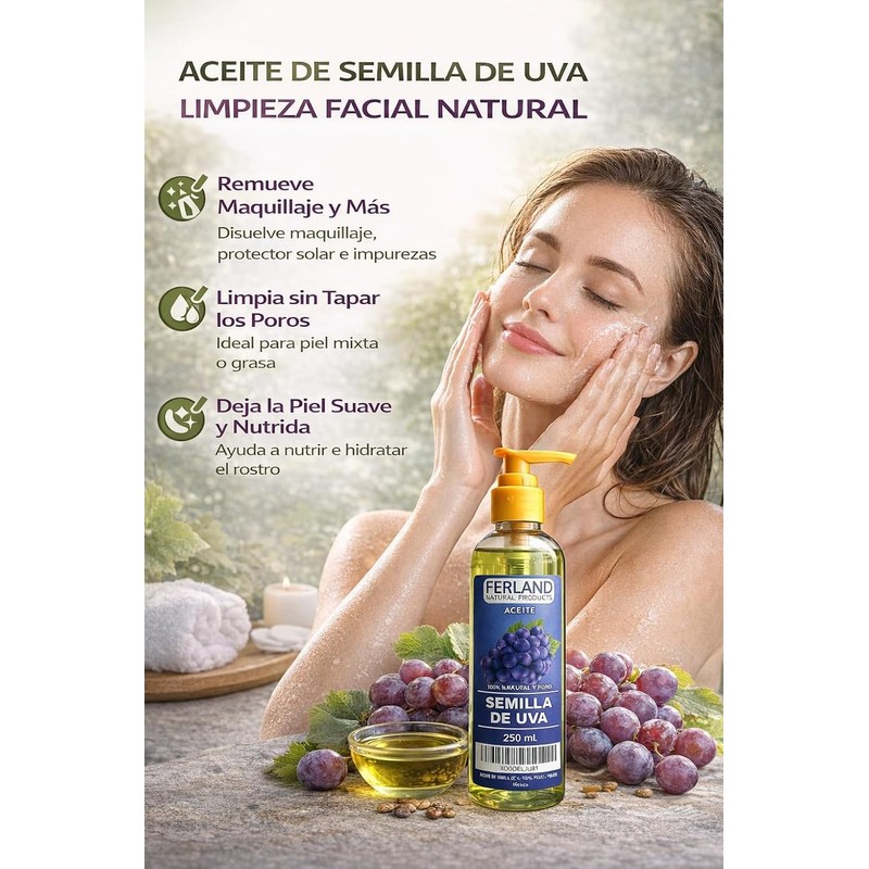ACEITE DE SEMILLA DE UVA 100% PURO. 250 ml