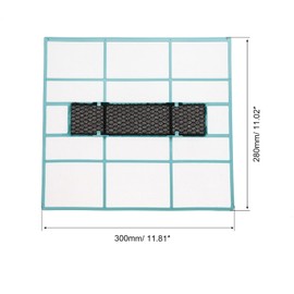 PATIKIL 11.81" x 11.02" Air Conditioner Air Filter, Plastic Air Filtering Screen Replacement with Air Filter Foam for HVAC, Blue Black