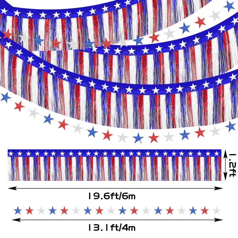 4 Pack 4th of July Decorations, 39 Feet Patriotic Foil