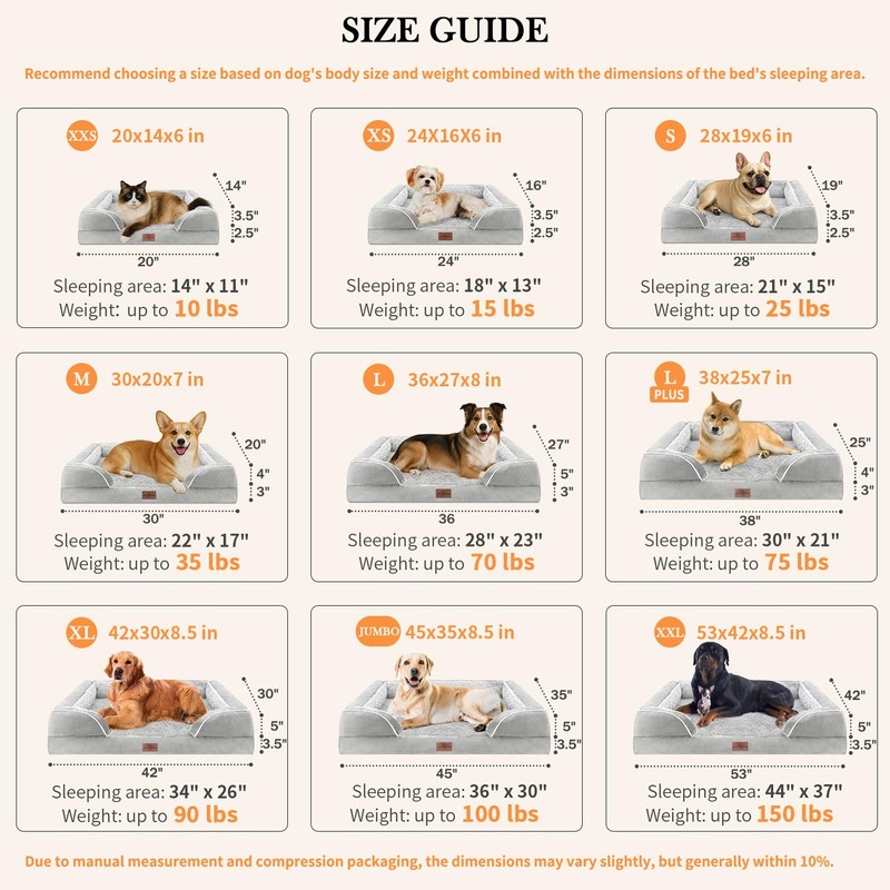 Comfort Expression Orthopedic Dog Bed for Large Dogs 38x25 Inch,