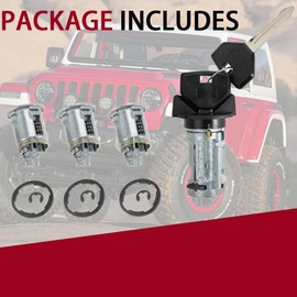 5161055AA Ignition Switch Lock Cylinder with Door Lock & Keys - Fits Jeep Wrangler YJCherokee XJ (1990-1995), Grand Cherokee ZJ,Dodge Viper （1992-1993 | Replaces 17250.05, 924-908, 4720929K,& More