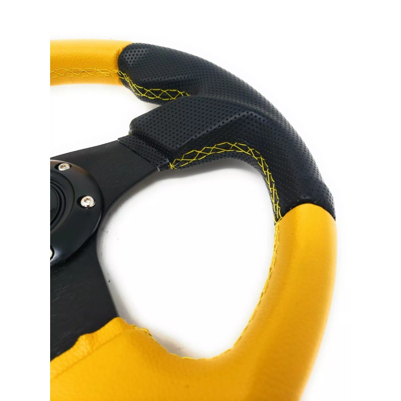 Forestcart 12.5" Steering Wheel w/ Horn Yellow 6 Hole,EZGO Club