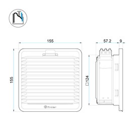 finder 7F.20.8.230.2055 Control Cabinet Fan 28 W 28 W 155 x H 155 x D 57.2 mm Pack of 1