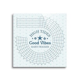 Clairmont & Co Decorative Hanging Dry Erase Memo Board, 8 x 8 Inch Tempered Glass, Coastal Habit Tracker