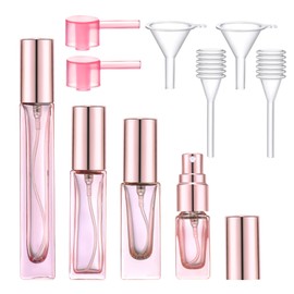 Yikimyfo Perfume Atomizer Bottle Refillable, 4 Pcs(3ml+5ml+9ml+10ml) Travel Size Glass Perfume Bottle Fine Mist Empty Perfume Spray Bottles Cologne Bottle Mini Perfume Refillable Bottle