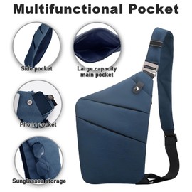 Anti-Theft Travel Bag One Shoulder Large Capacity Crossbody Bag Chest Fashion Lightweight Travel Sports, blue