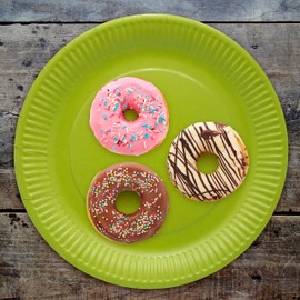 Ökolution Einweg-Teller 20 STK, bunt und rund, aus Papier, nachhaltiger FSC-Karton, umweltfreundliche Verpackung, grün