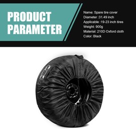 Titgoes 1 PC Spare Tire Cover, Oxford Sunproof & Waterproof Spare Tyre Protector, Trunk Organization Storage Bag for Tire Diameters 19"-23", Universal for Most Cars (Black)