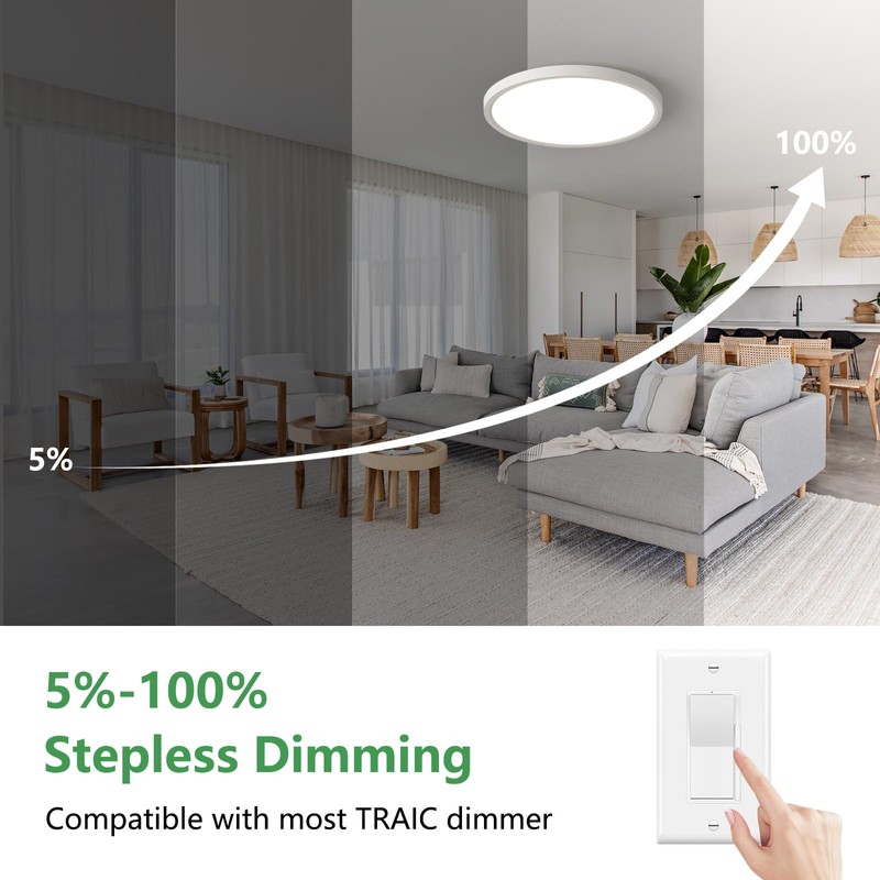 6PK Dimmable 12 Inch LED Flush Mount Ceiling Light, 24W,